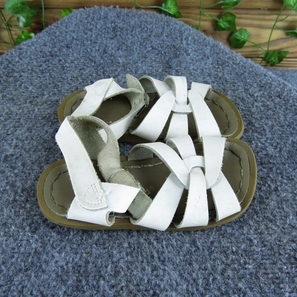 Salt Water Girls Ankle Strap  Sz T‎ 7 Medium White Leather Buckle